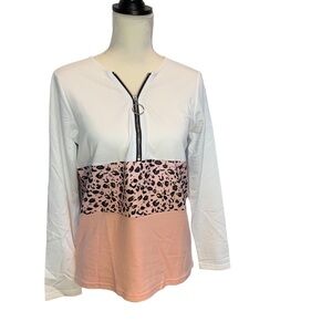 NWT leopard zip top light shirt